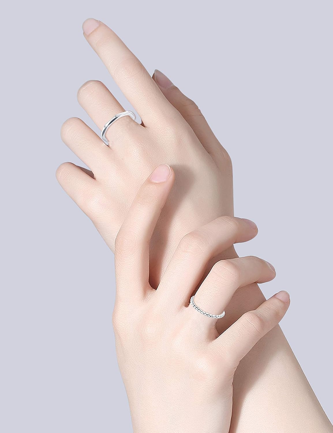 Milacolato 3 Pcs 925 Sterling Silver Opal Hammered Twisted Stacking Ring Set for Women Platinum Plating Smooth Skinny Band Comfort Fit Size 5 to 9 : Clothing, Shoes & Jewelry