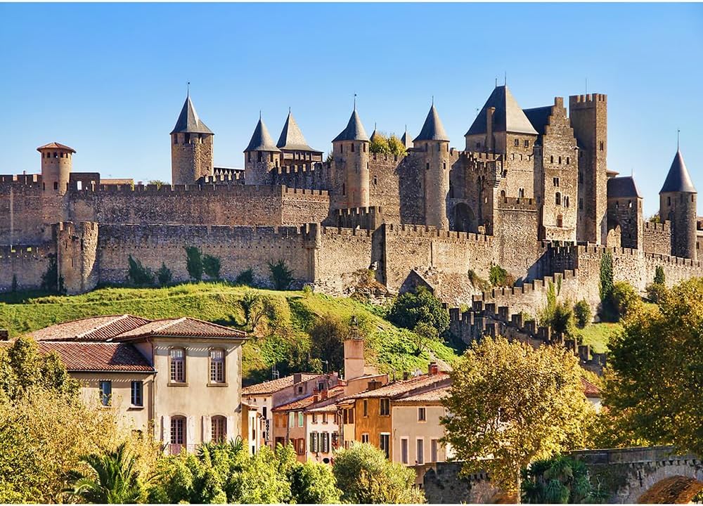 1000-piece(26x38cm) Adult Puzzle Girl City Castle French Carcassonne Castle Toy Game Home Decor Travel Gift