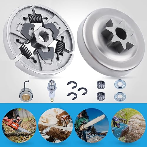 Miniatura 4 de Adefol Kit de rodamientos de agujas 7T de 38 pulgadas para motosierra Stihl MS290 MS390 029 039 MS310 con arandela de engranajes sin fin E-Clip para