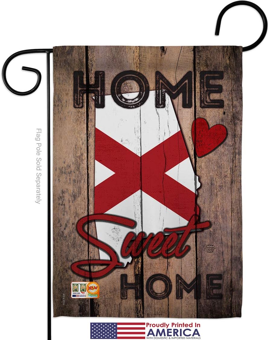 State Alabama Home Sweet Garden Flag Set Wall Hanger Americana States USA American Territories Republic Country Particular Area Small Decorative Gift Yard House Banner Made In 13 X 18.5