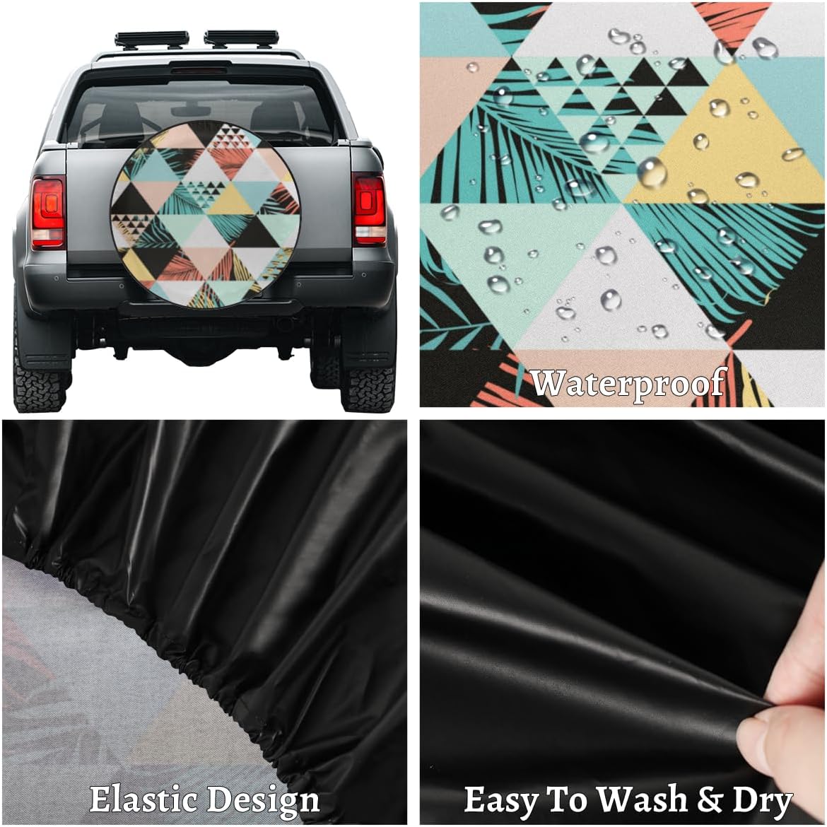 Triangular Figure Tire Covers Portable Spare Tire Cover Soft Durable Waterproof Dustproof Set of 4 Bags 16 Inches for Car Truck SUV Trailer Camper