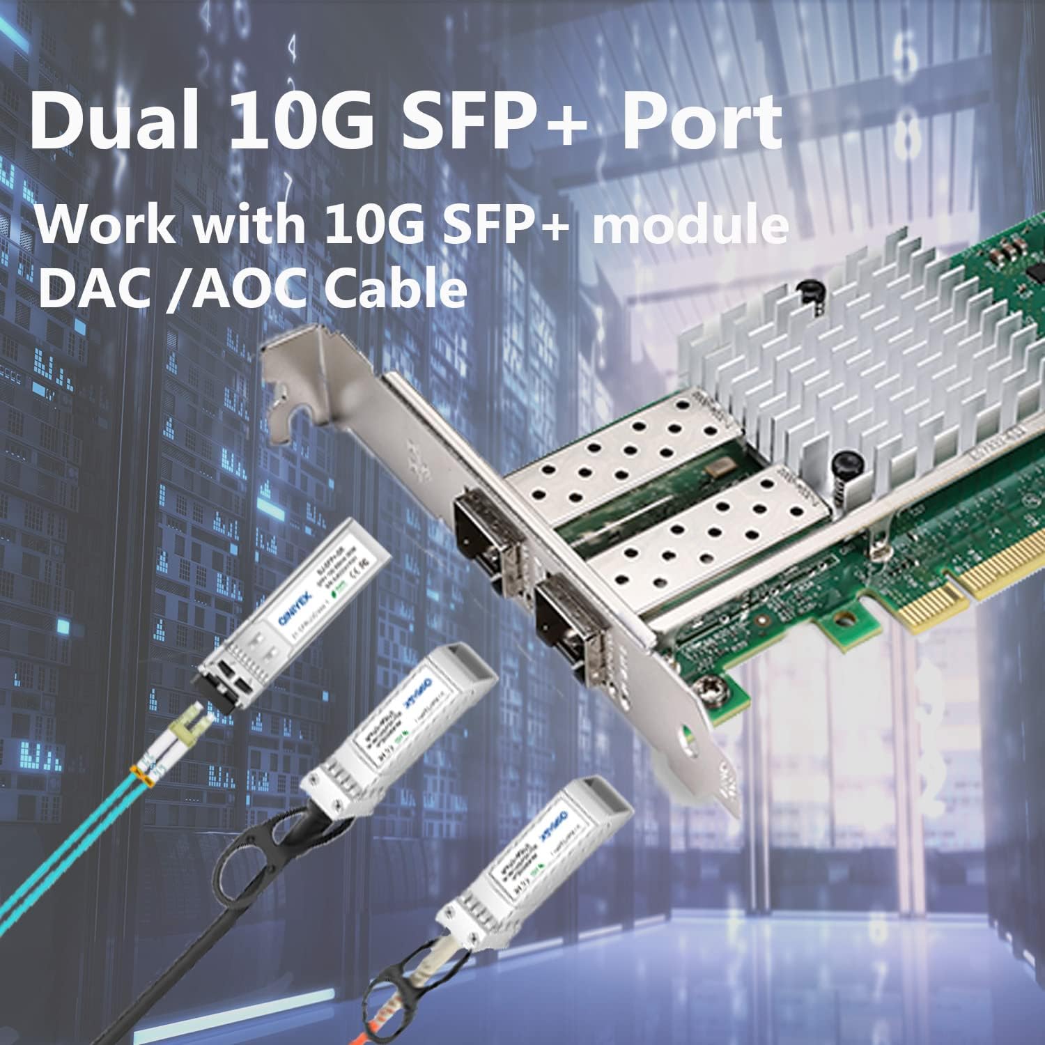 10Gb PCI-E NIC Network Card, with Intel 82599ES Ethernet Controller,Dual SFP+ Port, Compare to Intel X520-DA2/E10G42BTDA,PCI-Express Ethernet Adapter Support Windows Server,Linux,VMware