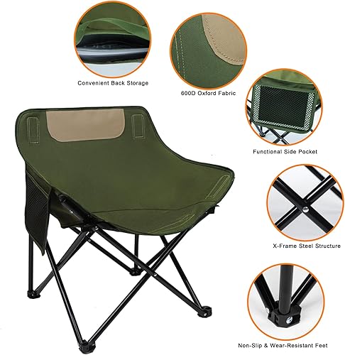 Miniatura 5 de DAZUINIAO Silla plegable para camping, portátil, ligera, para exteriores, con bolsa de transporte para adultos, senderismo, viajes, pesca, playa,