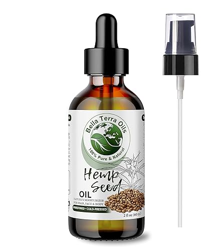 Bella Terra Oils - Aceite de semilla de cáñamo de 2 onzas - Abraza la nutrición profunda de Omega-6 y Omega-9, zinc y magnesio, elaborado para la