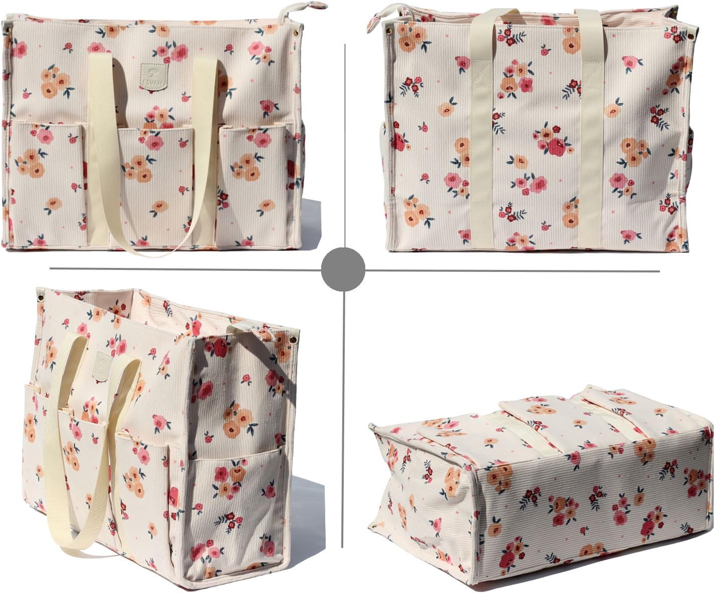 ESVAN Utility Tote Bag with Zip Top Waterproof Teacher Tote Bag for Teacher Work Women Beach - Image 6