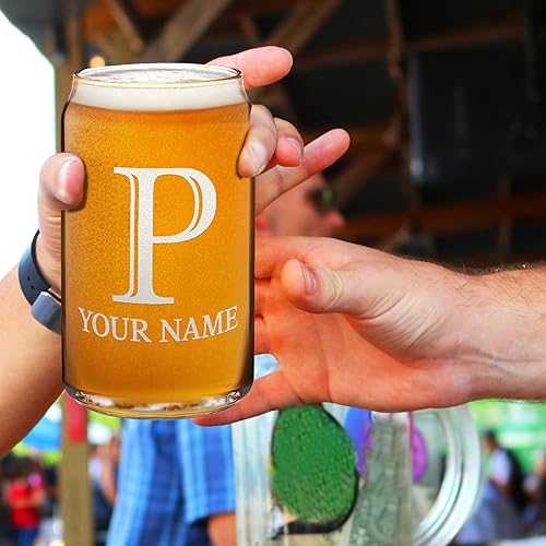 Miniatura 6 de Vasos personalizados con monograma de letra inicial P grabados de 16 onzas para cerveza grabada regalo único de cumpleaños para amigos familia