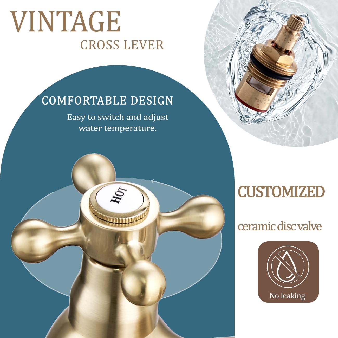 Gold Bath Taps Pair - Image 4