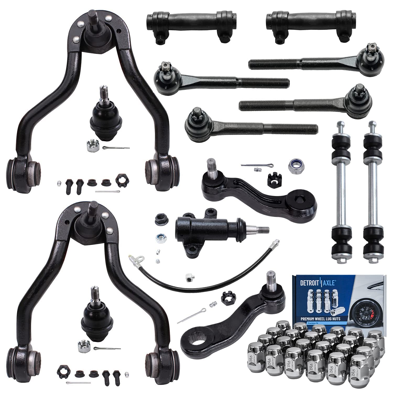 Detroit Axle - 4WD Front Upper Control Arms Ball Joints Sway Bars Tie Rods