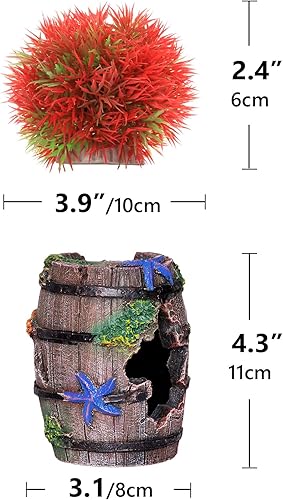 Miniatura 2 de Plantas de acuario, plantas artificiales para peceras y decoraciones de barril roto de plástico, juego de plantas decorativas de 2 piezas