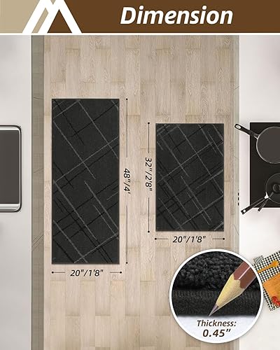 Miniatura 2 de COSY HOMEER Alfombras de cocina, 2 alfombras de cocina antideslizantes, lavables, absorbentes, para suelo de cocina, alfombra de poliéster para