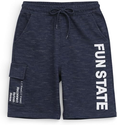 Alan Jones Clothing Boys Casual Bermuda Shorts | Placement Print | French Terry | Regular Fit | Drawstring Closure | Age ...