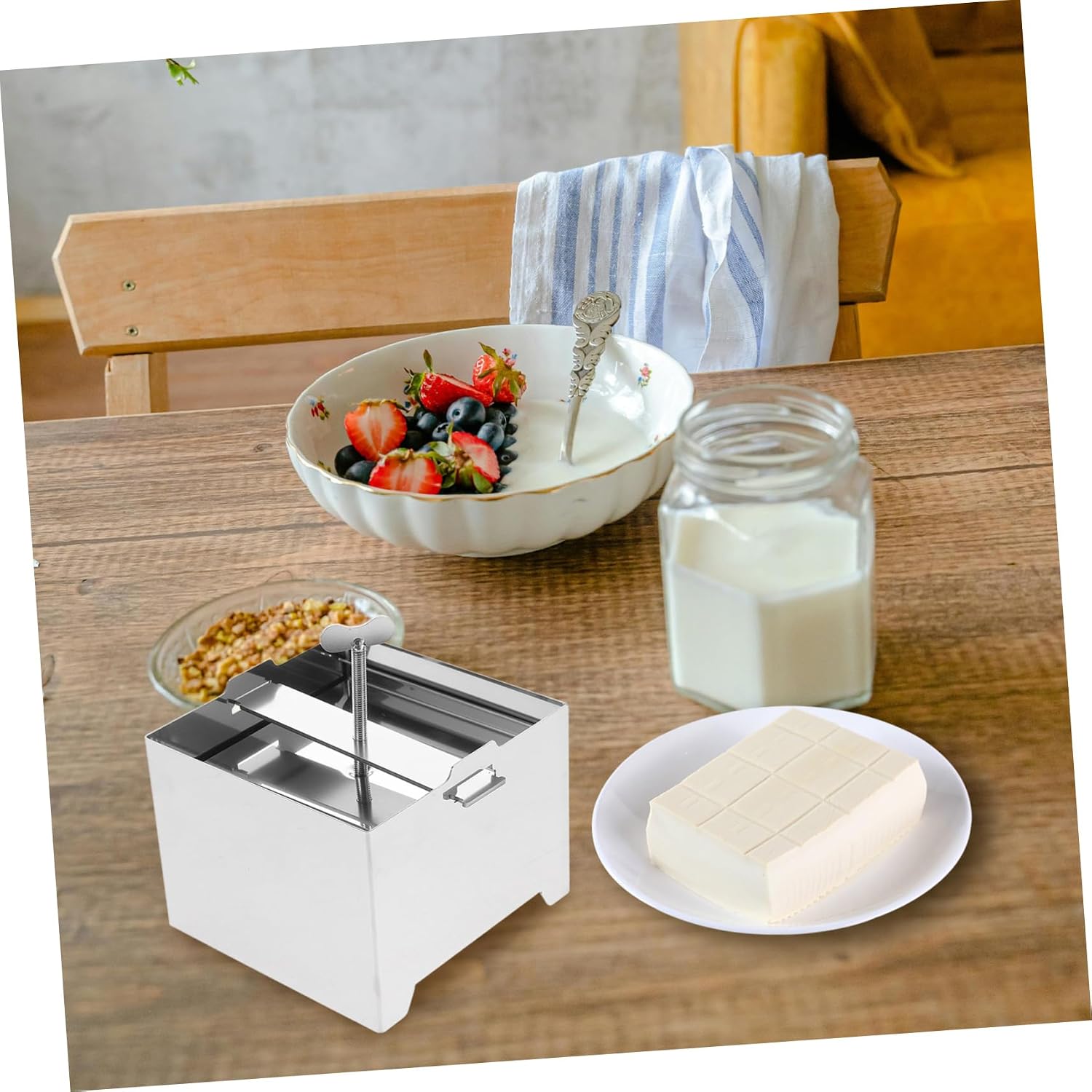 LIFKOME Stainless Steel Tofu Press and Cheese Maker Traditional Tofu Mold Tool for Homemade Bean Curd Stainless Steel Kitchen Press for Consistent Texture and Flavor