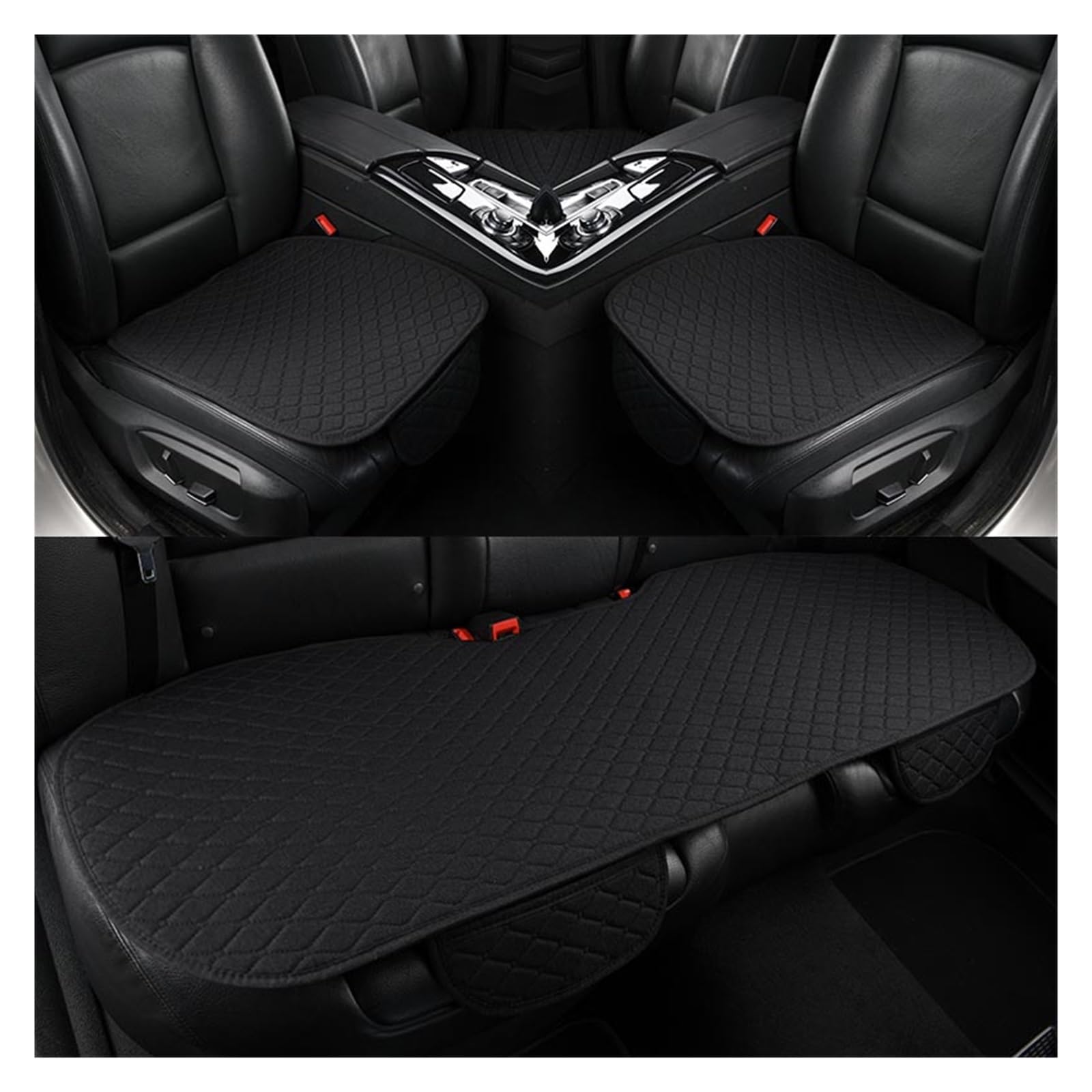 Coprisedile Universale per seggiolino Auto in Lino con Cuscino Lavabile per Schienale Anteriore e Posteriore. Copri sedili Auto(Nero)