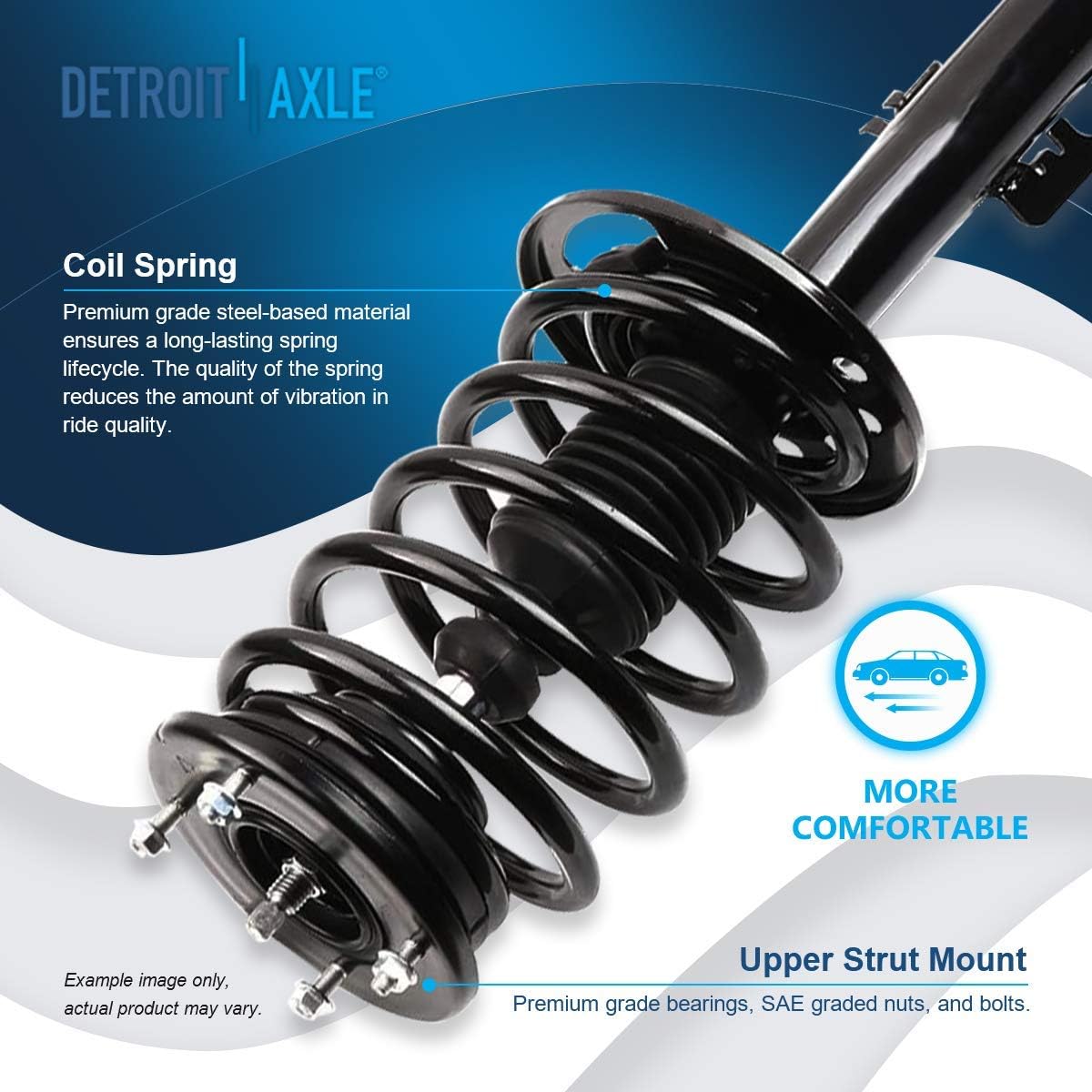 Detroit Axle - FWD Front Right Strut for Ford Taurus Mercury Sable 2008-2009, Passenger Side Strut w/Coil Spring Replacement Suspension Quick Install Ready Strut Shock Assembly