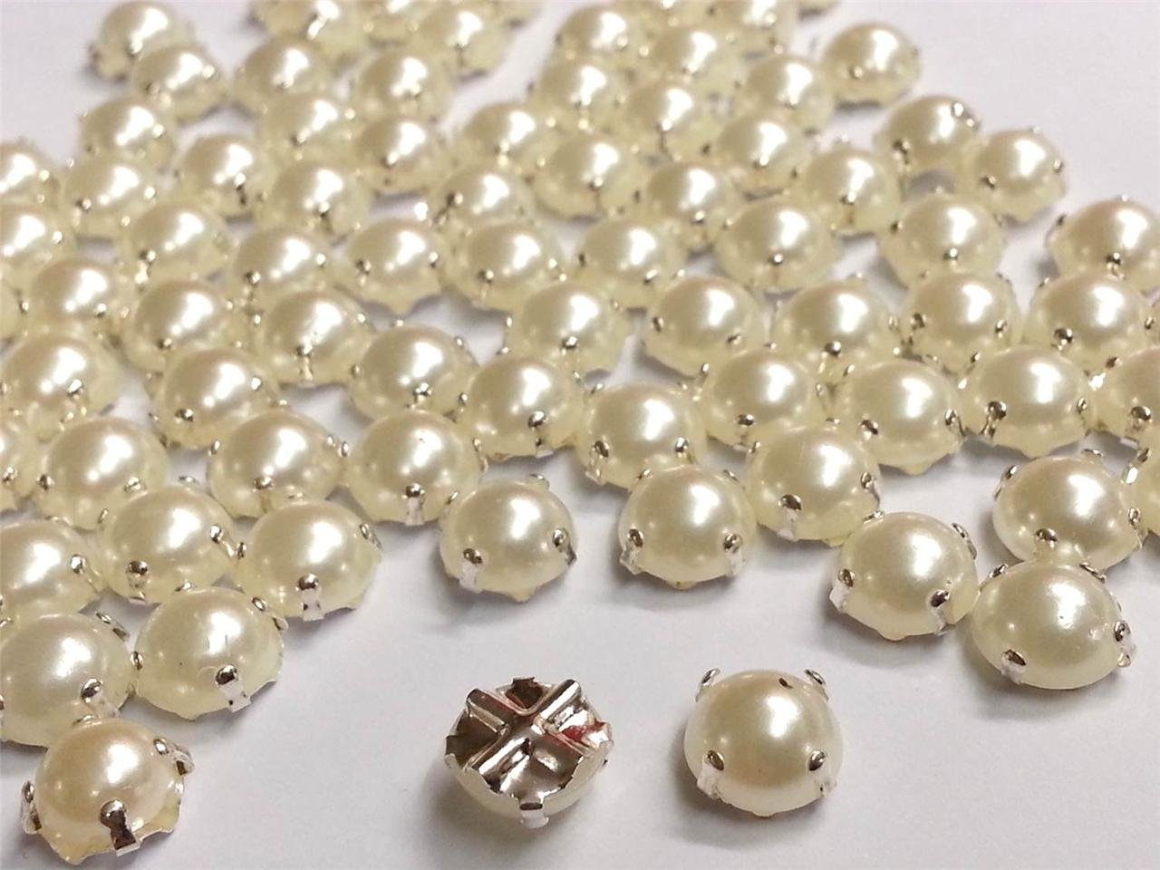 CraftbuddyUS 100 szt. 10 mm przyszyty ścieg perłowy na vintage perłowe montees rzemiosło ślubne