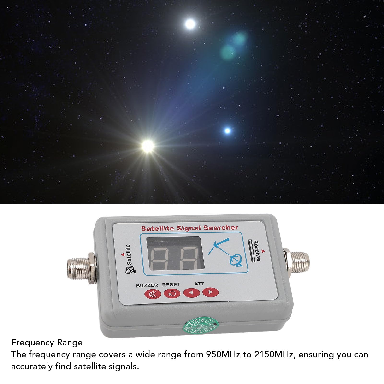 Buscador de Señal Satelital 950-2150MHz con Amplificador de Zumbador, Retroiluminación, Buscador de Señal Satelital Fácil para LNB, Receptor, Medidor de Buscador de Señal