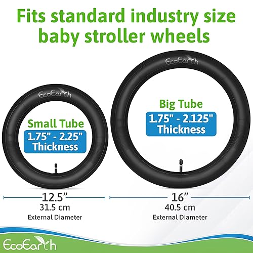 Miniatura 2 de EcoEarth Reemplazo de neumáticos de tubo interior, dos de 16 pulgadas x 1.752.125 y uno de 12.5 pulgadas x 1.752.25 para cochecito de correr,