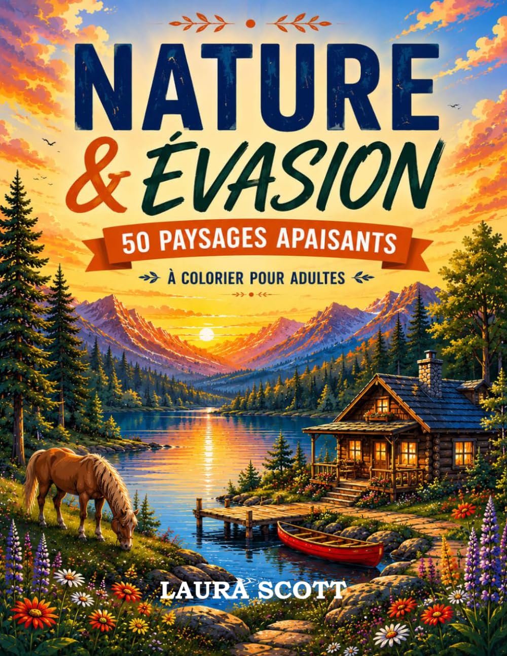 Nature & Évasion: 50 paysages apaisants à colorier pour adultes (Coloriage Fun Laura Scott)