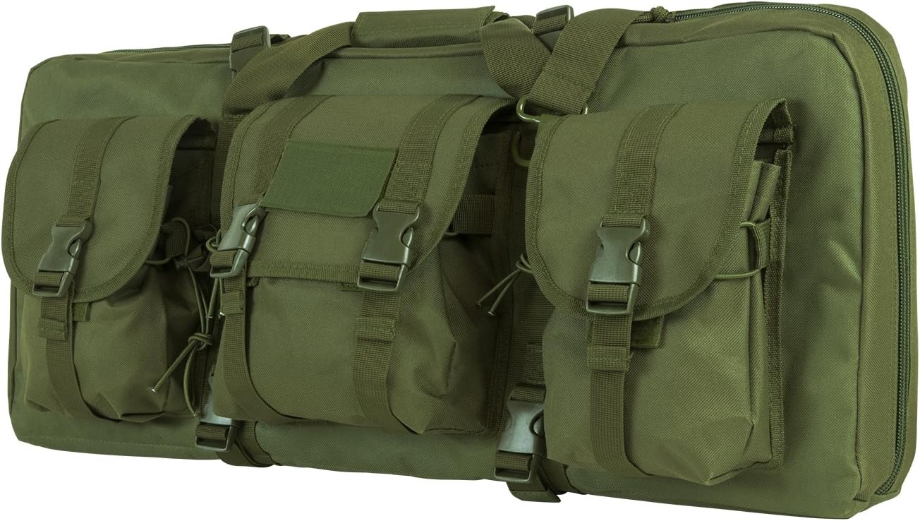 NcStar CVCPD2962G-28 Deluxe Pistol and Subgun Case, Green, 3 Accessory Pockets