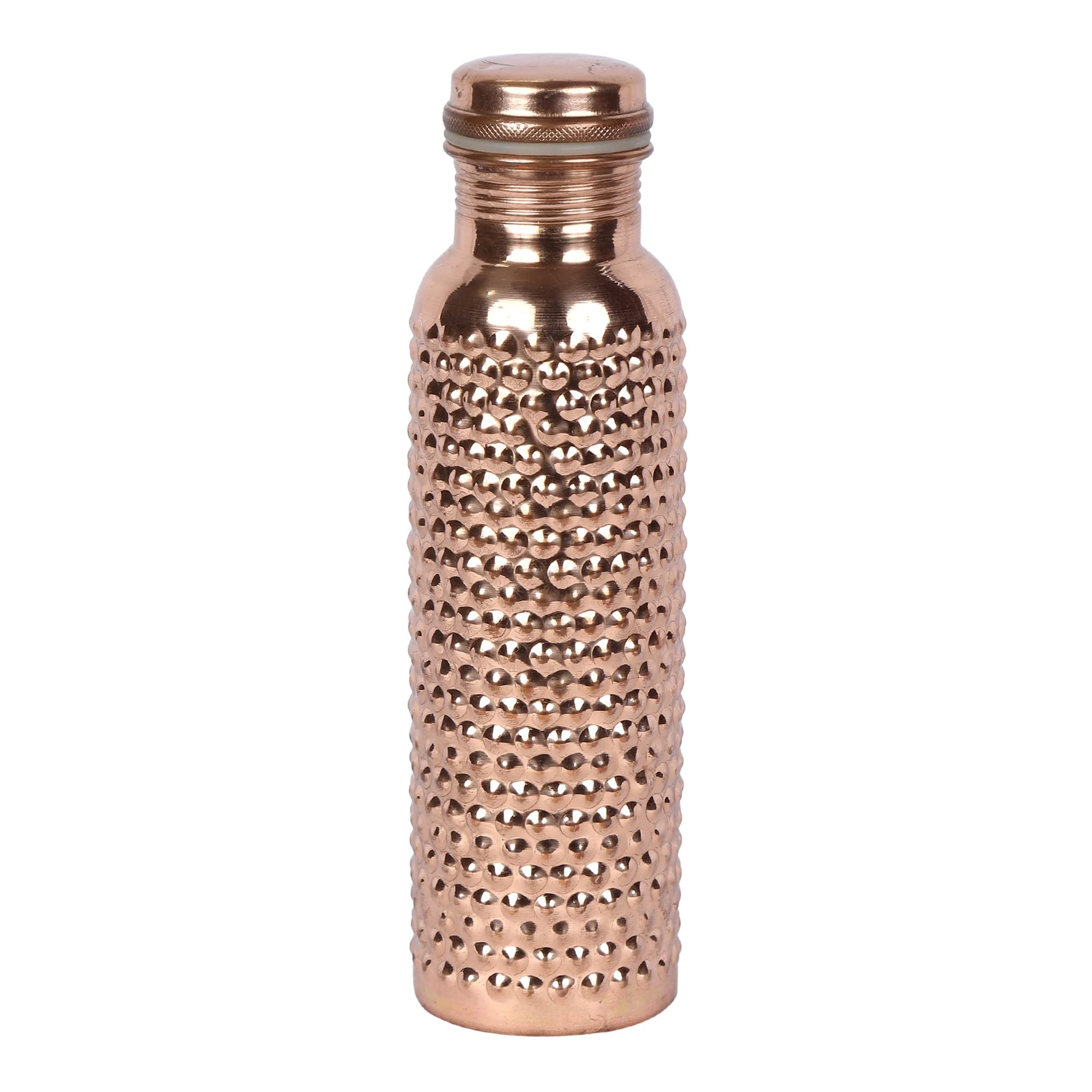 Design Decor Gallery Handmade Copper Water Bottle Round Punch Bubble Look Design Exact Handcrafted, 1 Liter, Clear