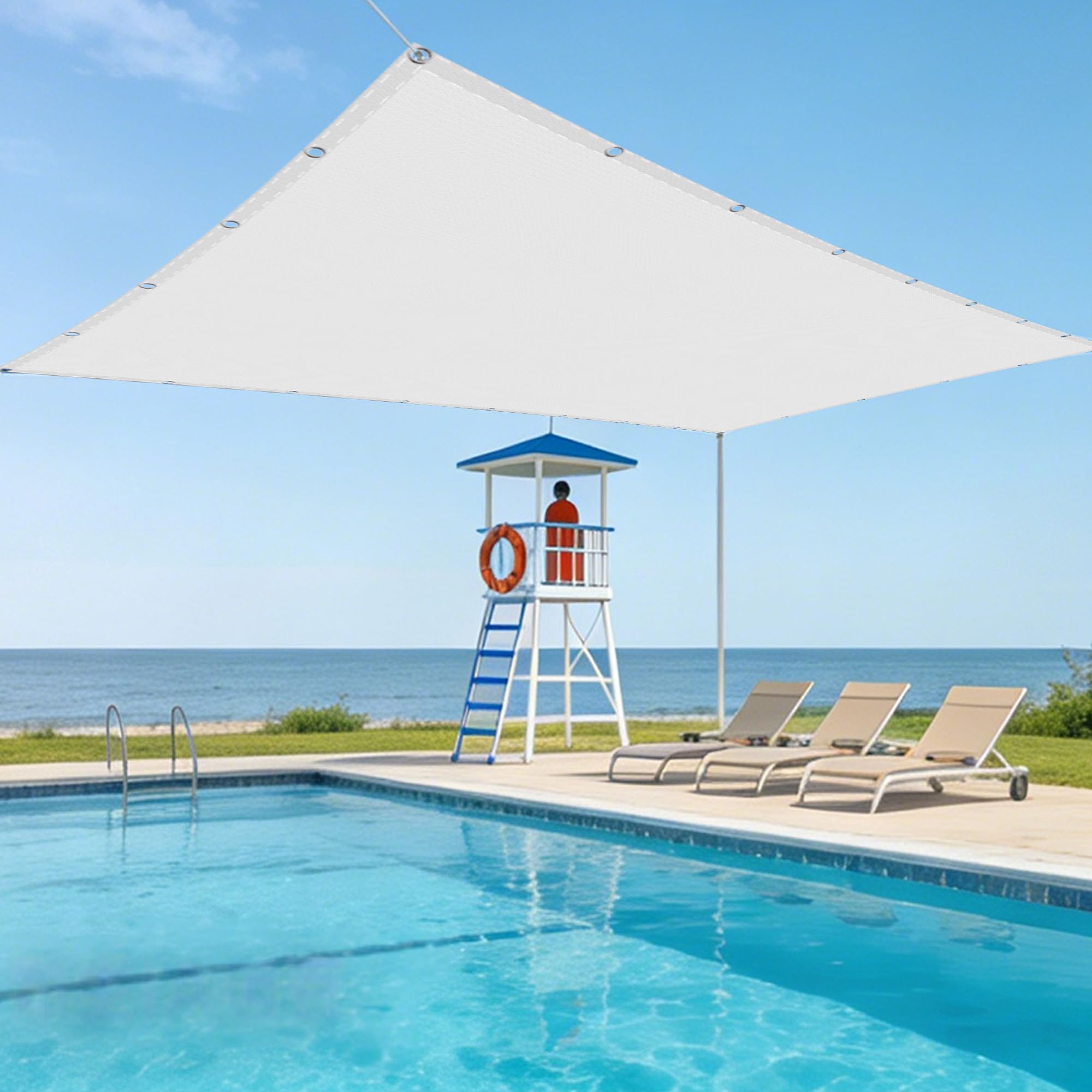 Voile d'ombrage carré 3x4m blanc imperméable et anti-UV pour terrasse