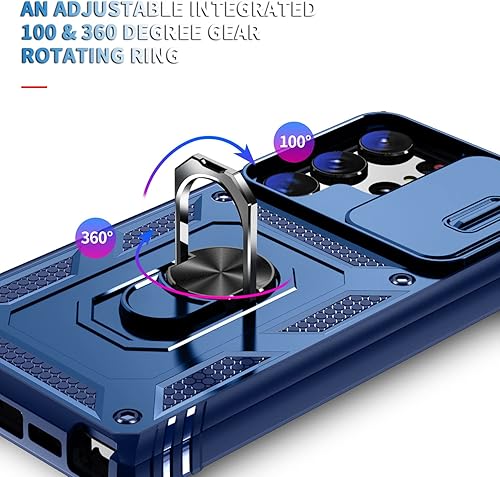 Miniatura 3 de PASNEW Funda para Samsung Galaxy S23 Ultra, cubierta de metal de 360 y cámara deslizante, armadura de múltiples capas, militar, resistente, cuerpo