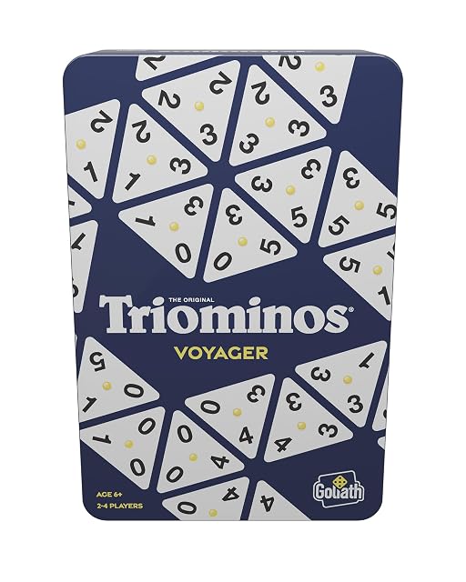 Goliath - TRIOMINOS Voyager - Edición de Viajes - Juego de Mesa de Dómino para Niños desde 6 Años - Juguete Estratégico de 2 a 4 Jugadores - Compacto y Portátil - Estimula el Razonamiento Lógico