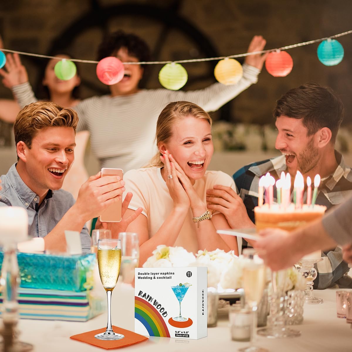 RAINWOOD Premium 2 Ply Green Napkins 120 Count - Elegant Green Napkins for Wedding Napkins and Cocktail Receptions and Parties - Disposable Green Cocktail Napkins. 5" x 5"