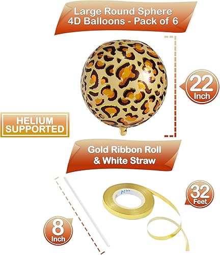 Miniatura 2 de KatchOn, Globos de guepardo para fiesta de cumpleaños, grandes de 22 pulgadas, paquete de 6, globos con estampado de guepardo para decoraciones