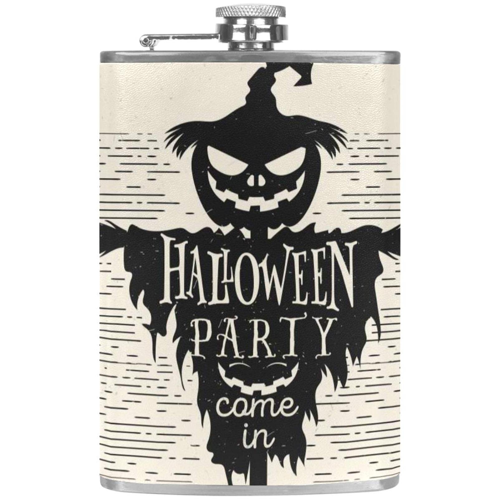Flasque pour liqueur avec entonnoir de camping et fête d'Halloween style épouvantail