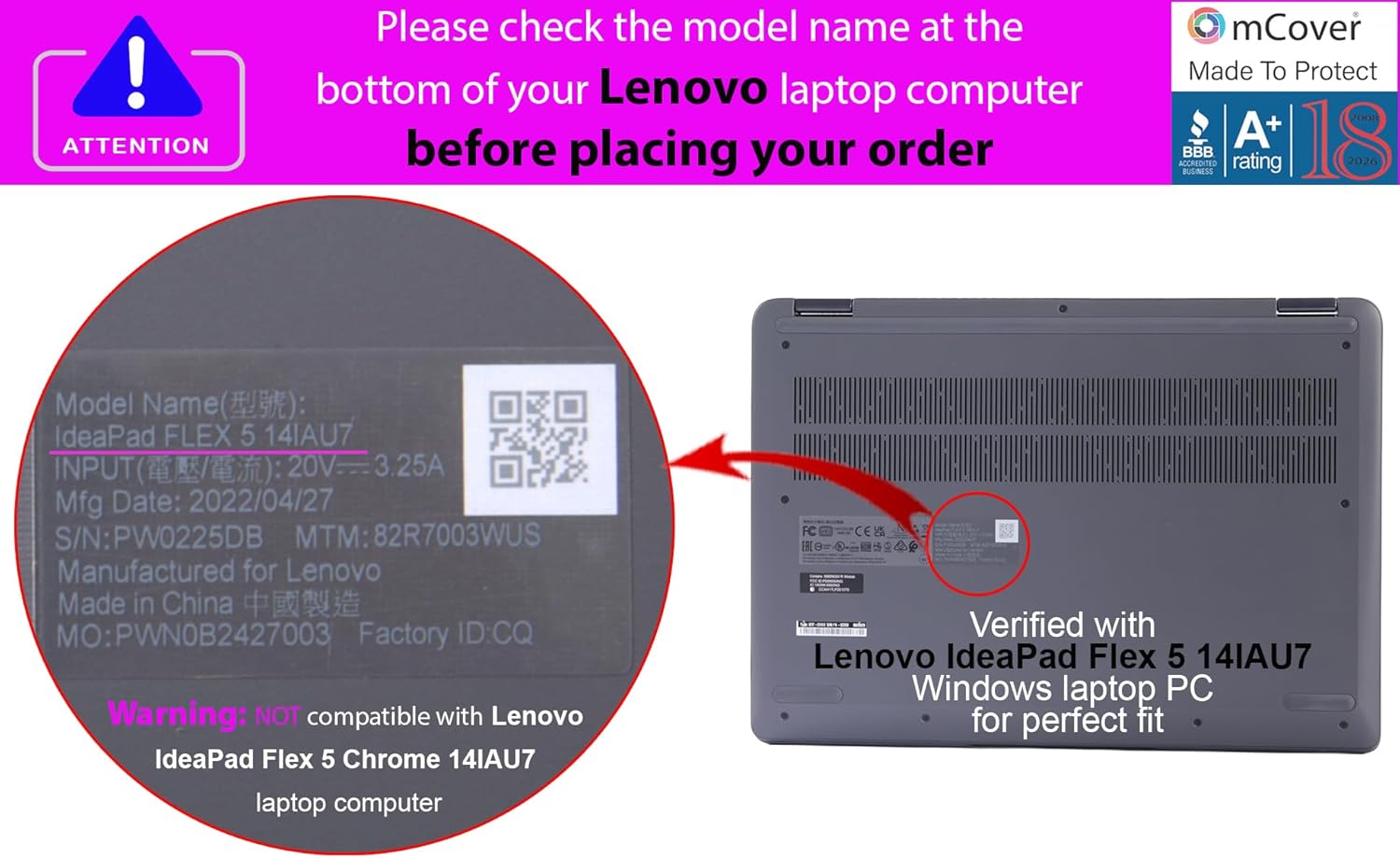 mCover Hard Case Only Compatible for 2022-2024 14" Lenovo IdeaPad Flex 5 Windows 14ALC7 / 14IAU7 / 14ABR8 / 14IRU8 Series Convertible Laptop Computers (NOT Fitting Other Models) -Black