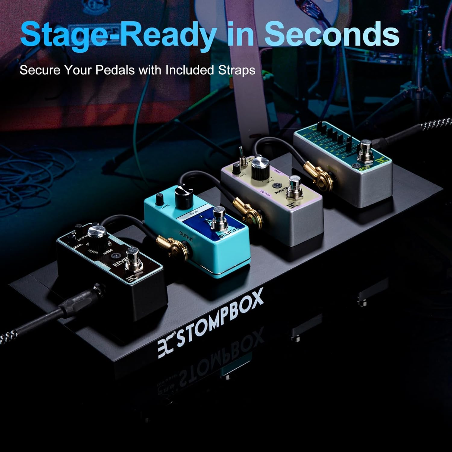 EX Guitar Pedal Board Aluminum Alloy, 0.7lb Super Light Effect Pedalboard 14”x5.5“ with 9V 2A Guitar Pedal Power Supply, Guitar Pedal Cable, 8 Way Daisy Chain Cables, Waterproof Durable Carrying Bag