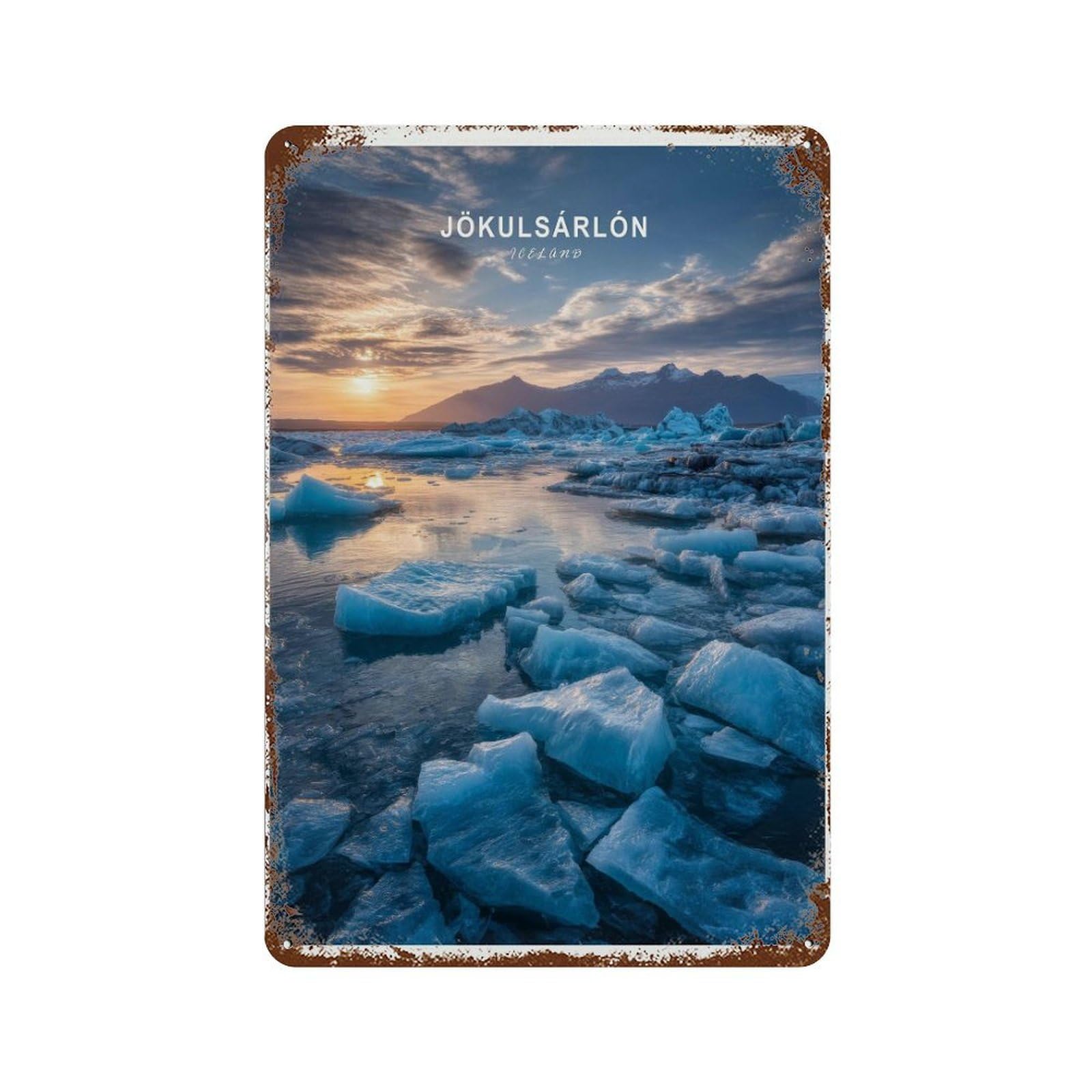 xiaoxiaoshen Jökulsárlón Ice Lagoon, Iceland Arctic Glacial Water Wall Decor Art Metal Tin Poster Modern Home Decor Art Home Bar Shop Decorations Vintage Sign 30x20cm