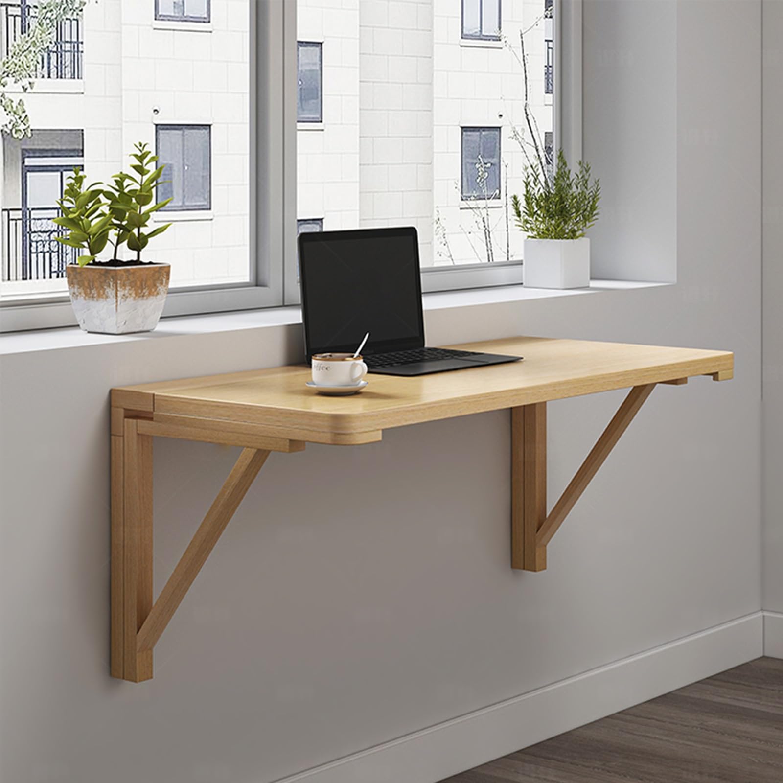 Bureau mural flottant pour petits espaces avec plateau rabattable discret