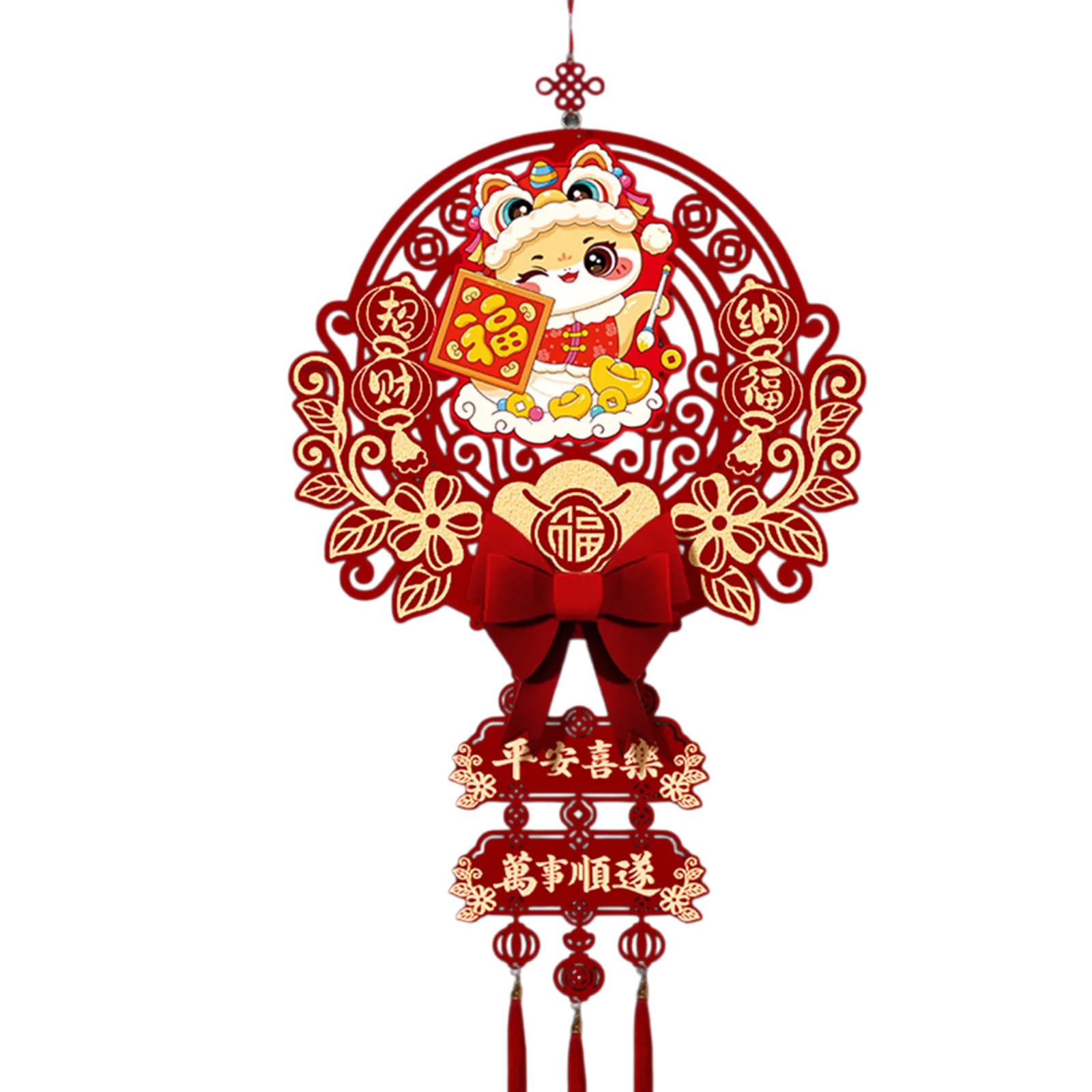 Buxuaaaa 2025 Snake Year Hanging Pendant Spring Festival Accessories Luck Character Ornament for Traditional Holidays Celebration Indoor Outdoor Celebration Decoration