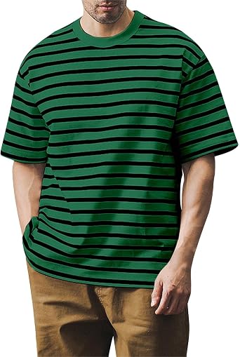 Mens T Shirts Summer Short Sleeve Striped T-Shirt Crewneck Casual Loose Tee Tops Graphic T Shirts, S-4XL