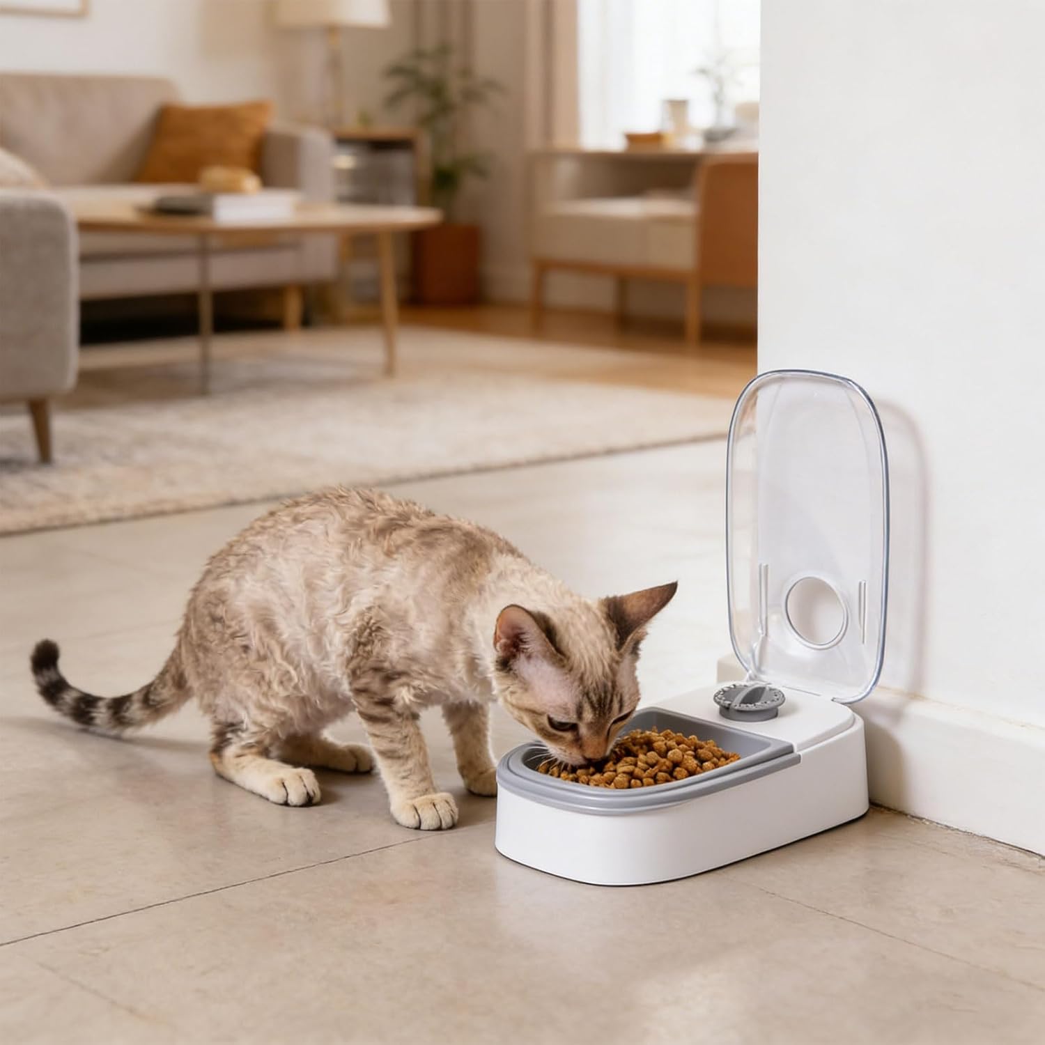 ABS Automatic Feeder with Timer and Cooling Space Ideal for Keeping Meals Chilled and Preserved Dispenser