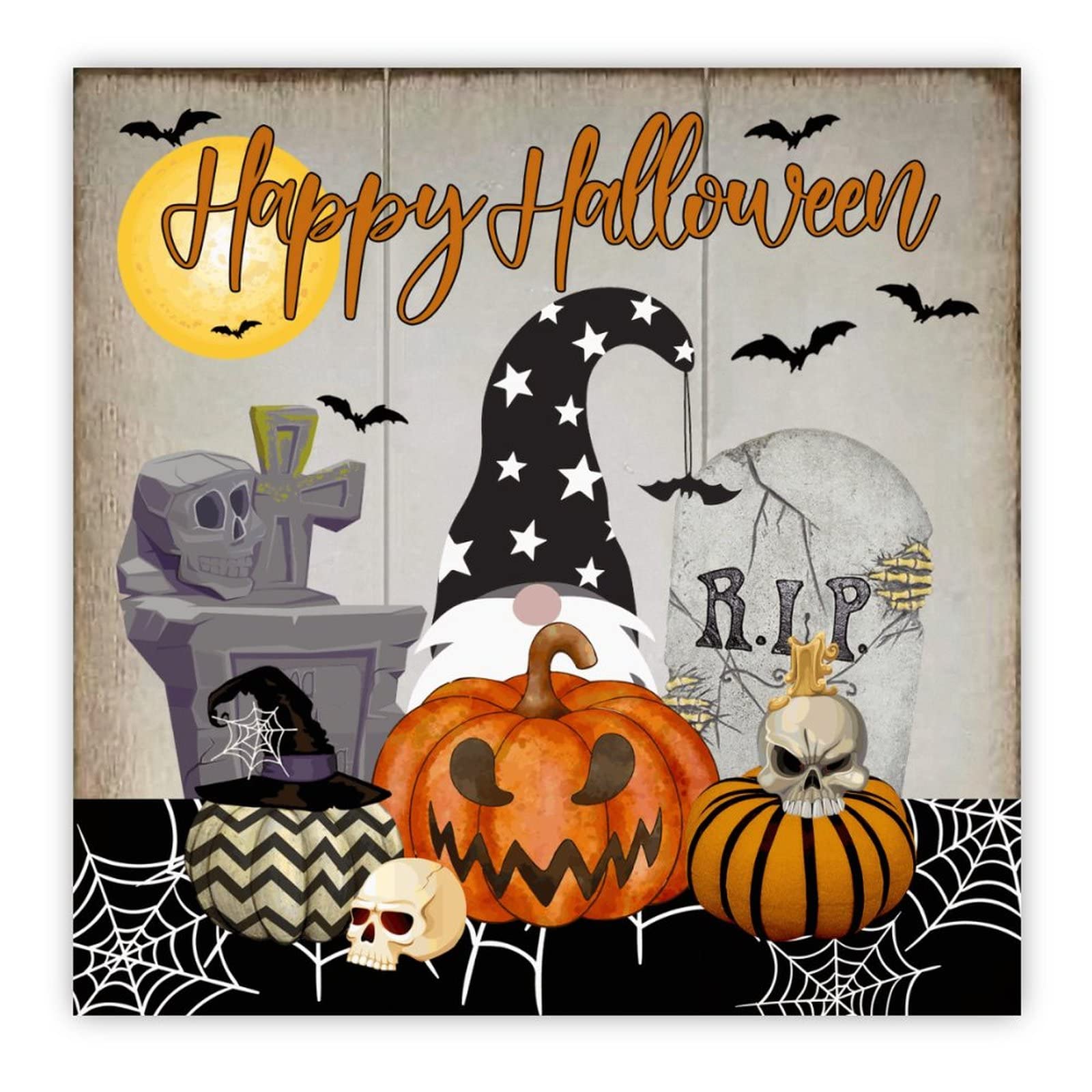 Panneau decoration Halloween en bois facile a suspendre sans abimer le mur