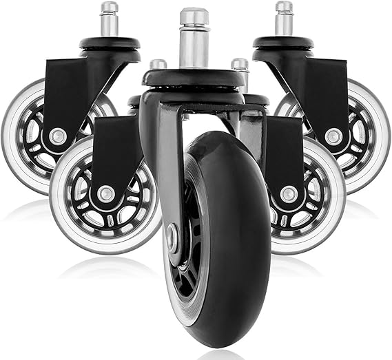 Rollerblade Style Rubber Replacement Wheels, Office Chair Caster Wheels for Your Desk Chair