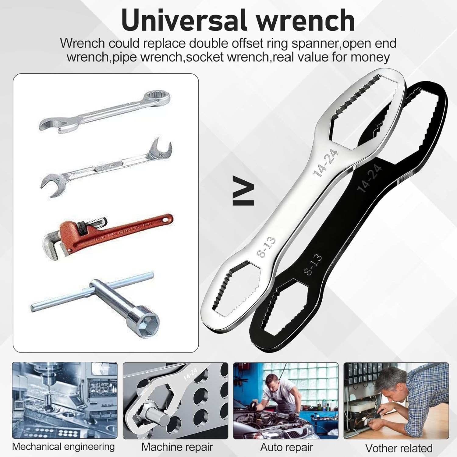Universal Double Ended Torx Wrench-Multi Function Double Ended Torx Hand Tool Metric for Home Auto Bike,8-22 mm
