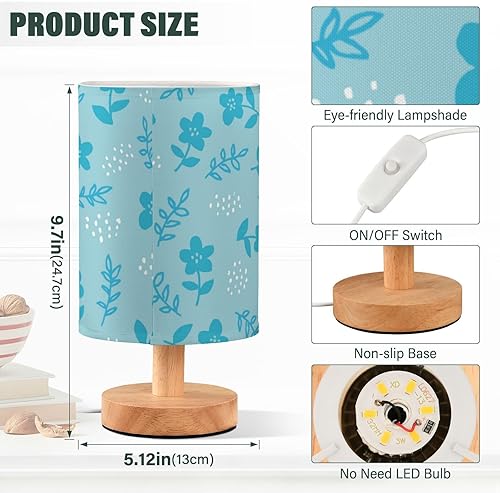 Miniatura 3 de Desk Lamp Small Lamp Cylinder Blue Flower Cute Scandinavian Night Light for Kids Bar