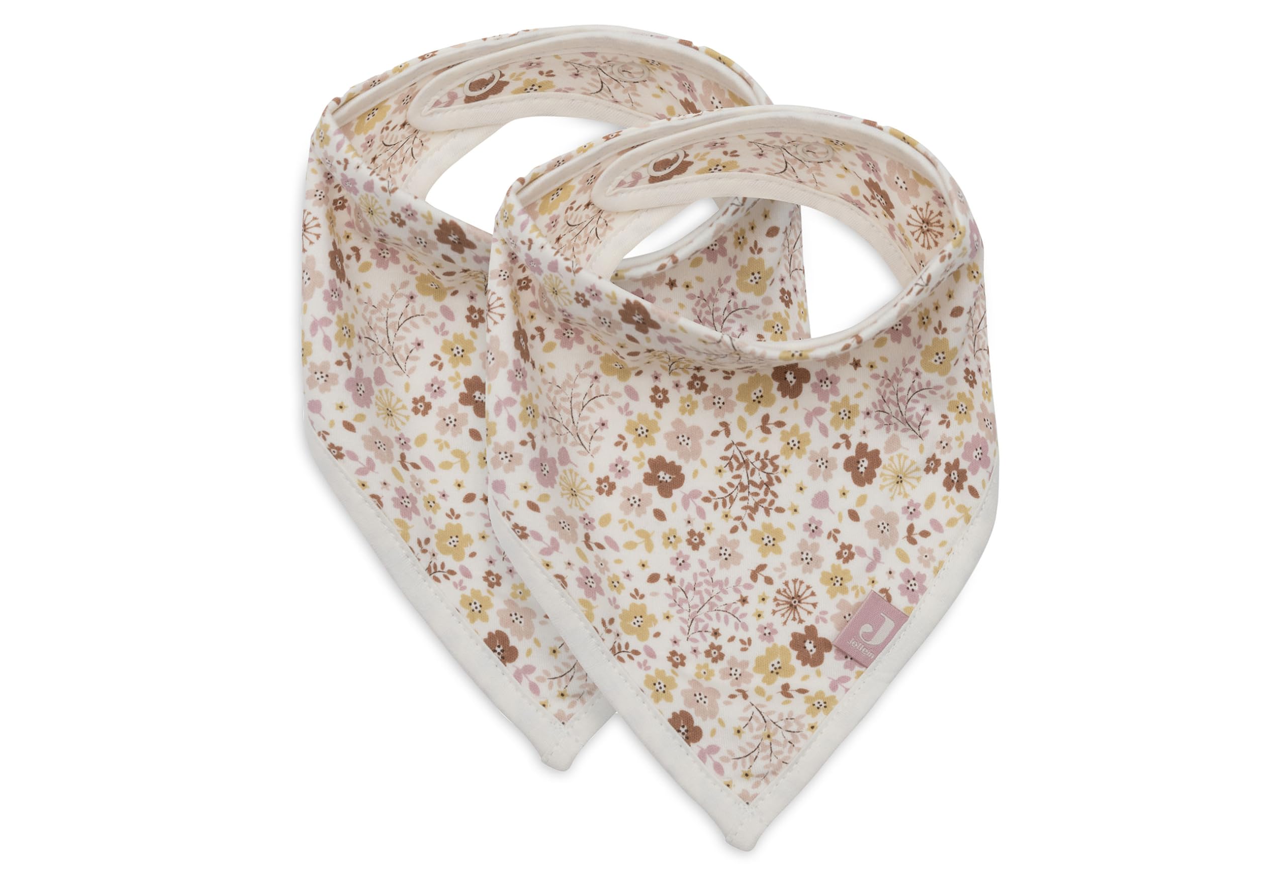 Jollein Bib Bandanas Baby - Bandana - Flower Fairies - 2-Pack - 100% Cotton - with Press Stud - Baby Bib - Bib Bandana