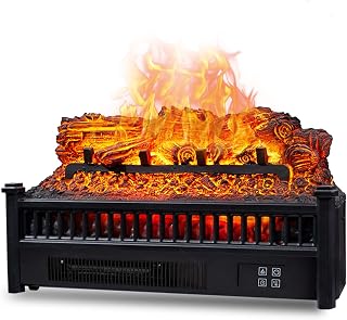 SSCYHT Electric Fireplace Logs Set Realistic Flame Effect Ember Bed Remote Control Overheating Protection Heater with Timer and Adjustable Flame Brightness for Indoor Use