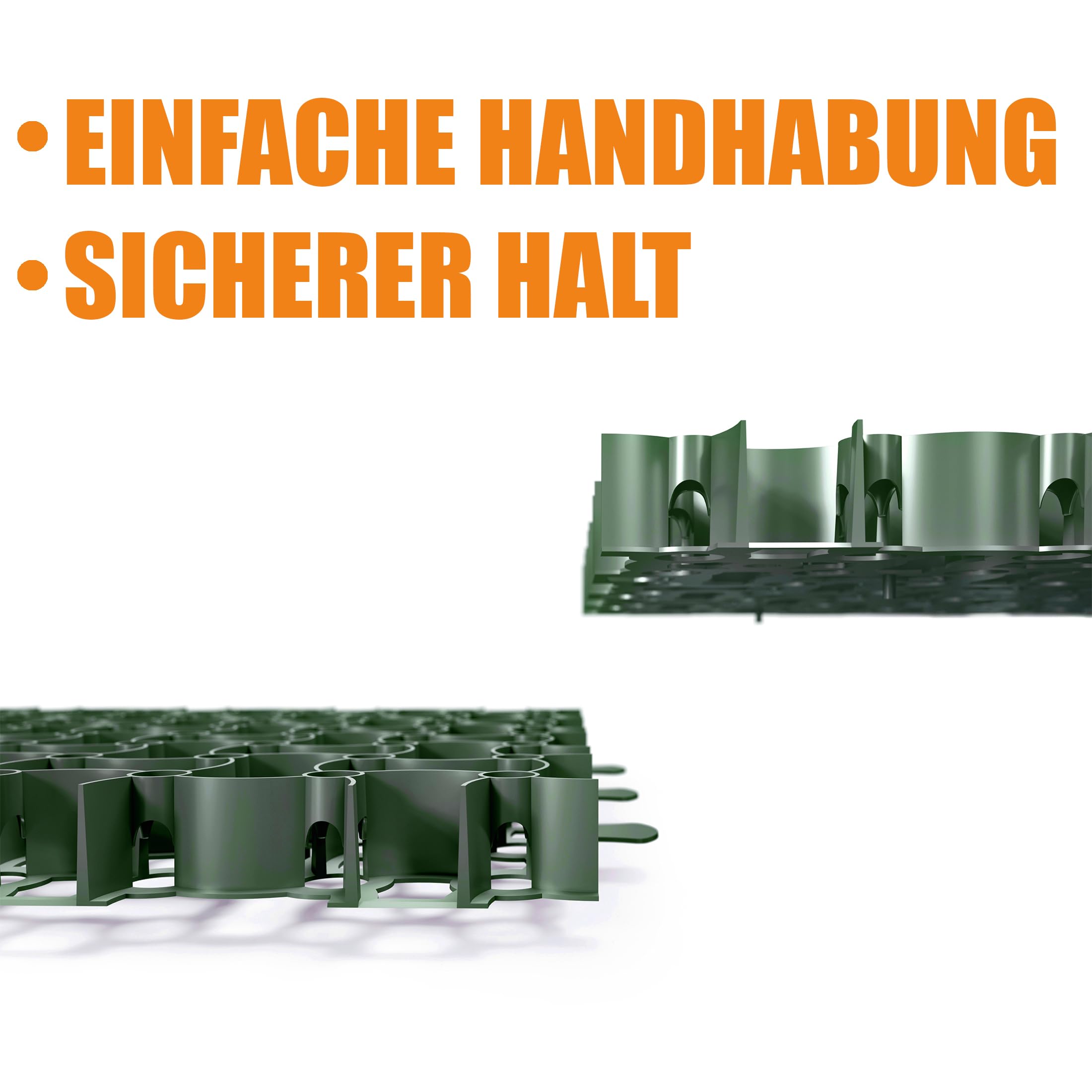 BigDean Rasengitter Kunststoff 100 Stück a 50 x 50 x 4 cm - 16 t/m² belastbar & befahrbar Paddockplatten in grün (25 m²)