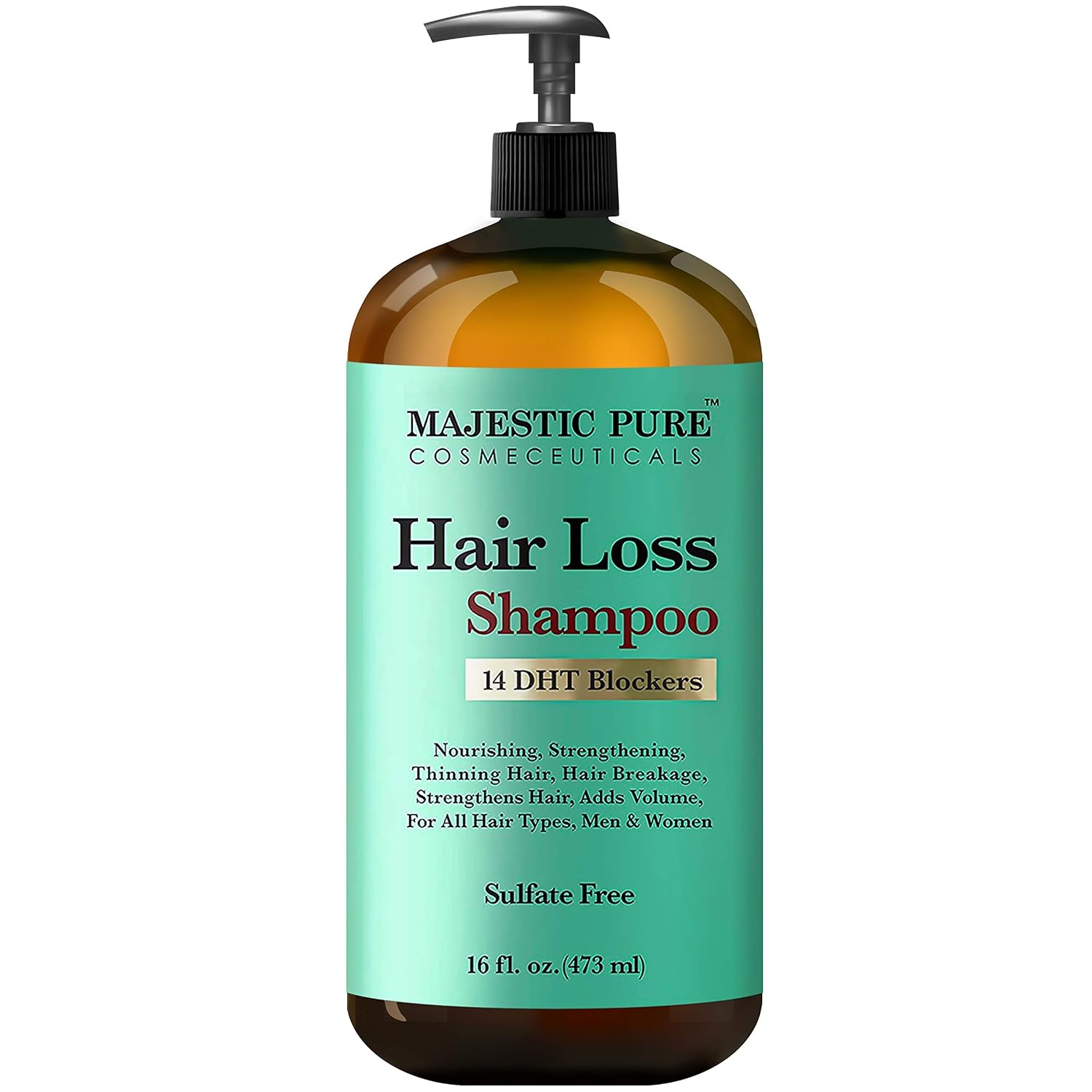 Majestic Pure Hair Loss Shampoo, Offers Natural Ingredient Based Effective Solution, Add Volume and Strengthen Hair, Sulfate Free, 14 DHT Blockers, for Men & Women - 16 fl Oz