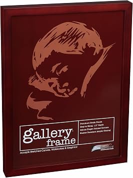Ambiance Gallery Wood 1.5" Deep Picture Frames - Single 9"x12" Cherry Wood Frame, Shatter-Resistant Acrylic Glazing & MDF Backing, Horizontal or Vertical Wall Display