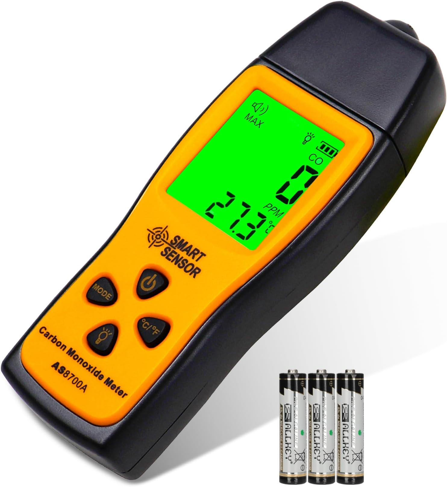 Lunarlipes Carbon Monoxide Detectors, Portable CO Detector with Temperature Sensor ＆ LCD Backlight Screen, Handheld Carbon Monoxide Meter Tester 0-1000PPM Range, Indoor/Oudoor (Includes Battery x3)
