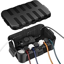 RESTMO Extra Large Waterproof Electrical Box, IP54 Weatherproof Outdoor Outlet Cover, Protect Outlet, Plug, Timer, Power Strip (Not Included), Holiday Light Decoration, 32 x 22 x 13 cm, Black