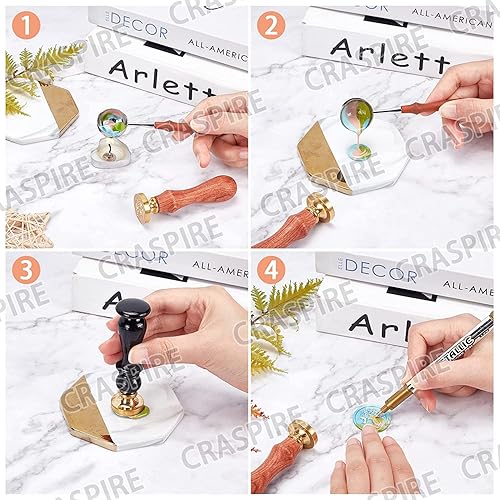 Miniatura 7 de CRASPIRE Sello de cera de hueso, sellado a mano, sellos de cera de ojo del diablo, retro, vintage, extraíble, cabeza de sello de latón con mango de