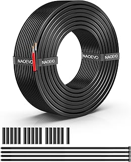 NAOEVO 16 Gauge Wire 2 Conductor Electrical Wire, 16 AWG Stranded PVC Cord, 12V Low Voltage/Tinned Copper/Flexible Cable for Automotive Wiring, Lamp Cord, Marine Cable (30FT)